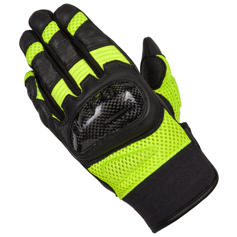 Letní rukavice na motorku Rebelhorn GAP II černé/žluté fluo CE krátké