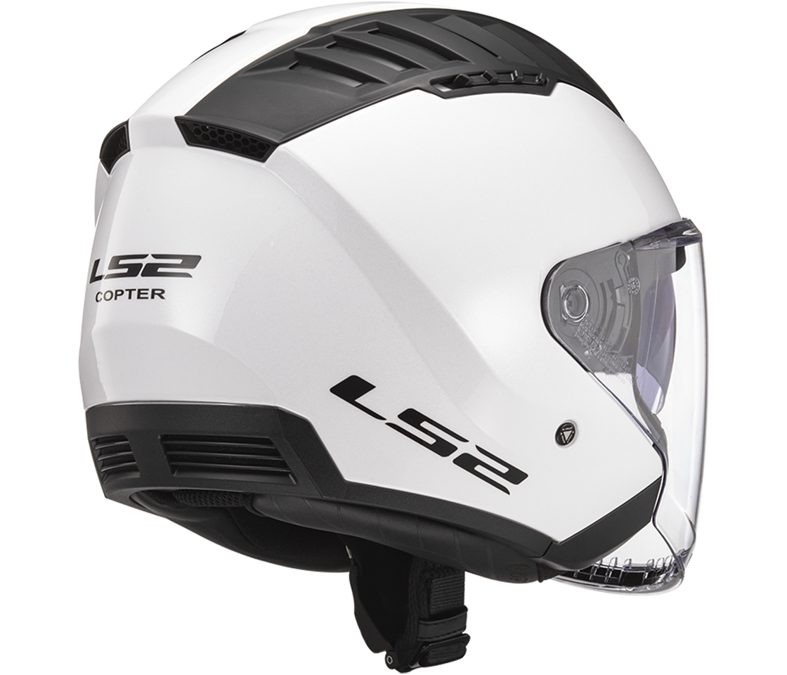 Helma na motorku LS2 OF600 Copter II Solid WHITE, se sluneční clonou