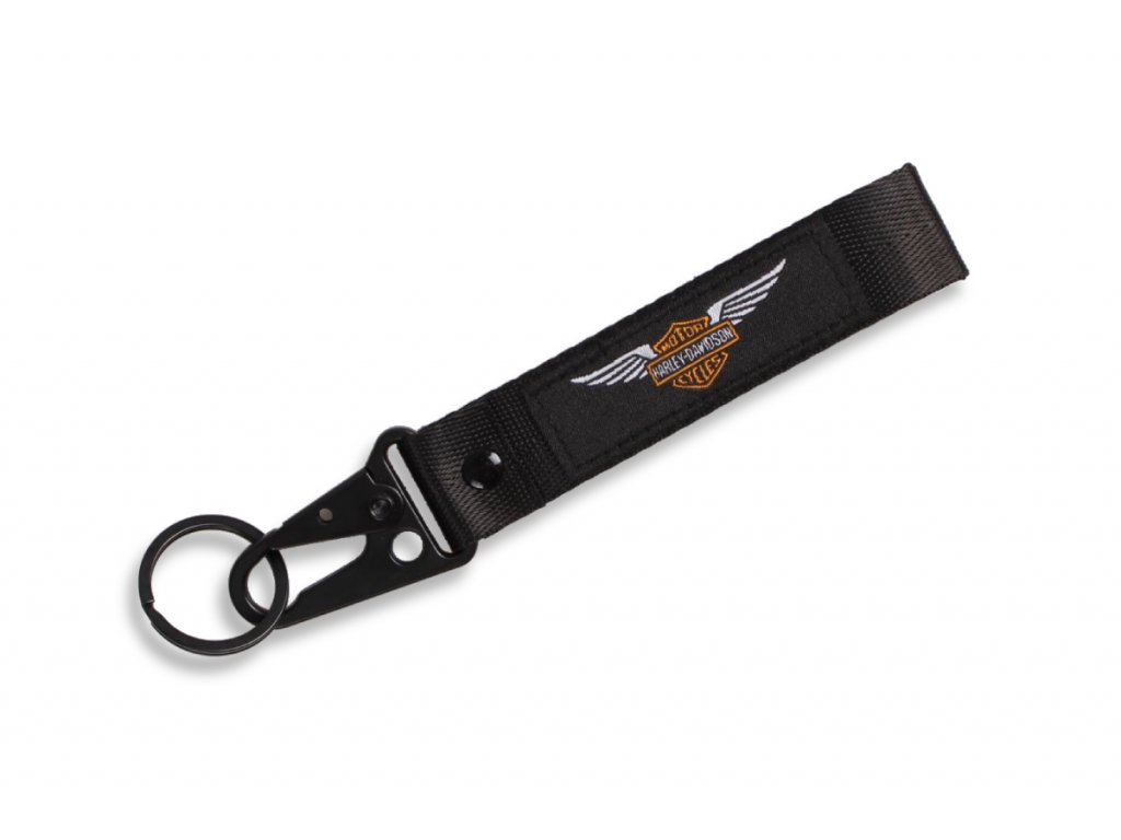 Textilní přívěsek na klíče "klíčenka" s karabinou Harley-Davidson