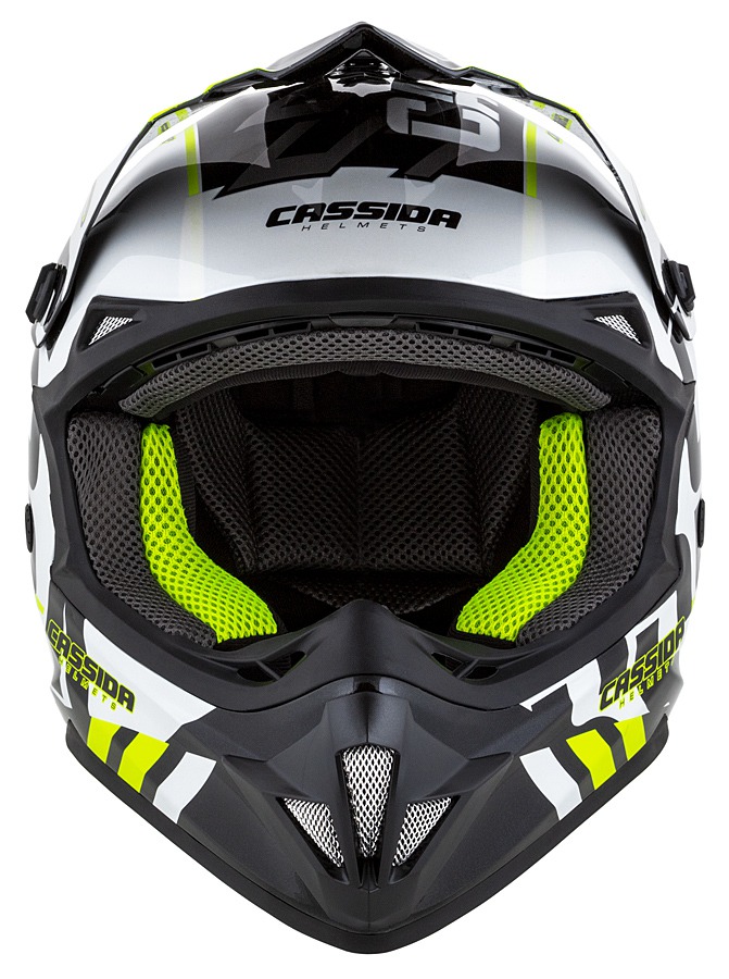 Dětská motokrosová helma na motorku CASSIDA CROSS CUP SONIC JUNIOR (ČERNÁ/BÍLÁ/ŽLUTÁ FLUO/ŠEDÁ)