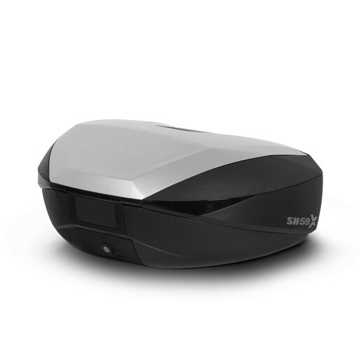 Vrchní kufr na motorku SHAD SH59X černý s hliníkovým krytem (rozšiřitelný koncept) se zámkem PREMIUM SMART (s plotnou)