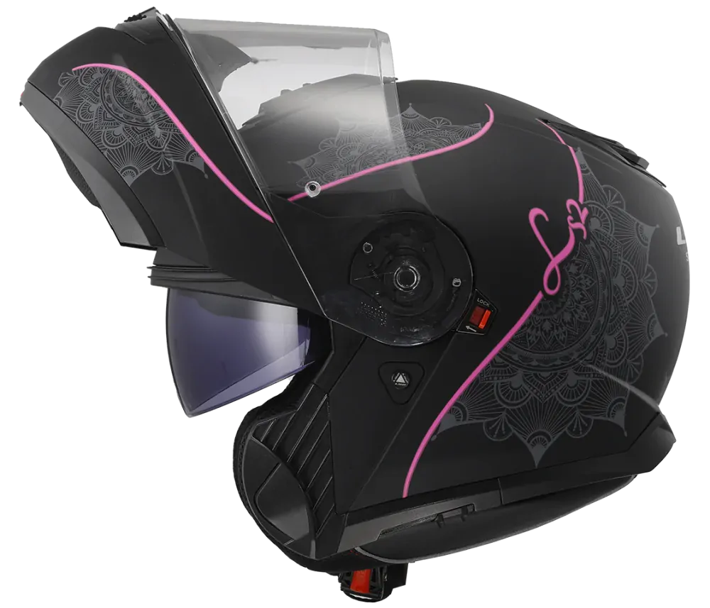 LS2 FF908 STROBE II LUX Matt Black Pink , dámská výklopná helma na motorku