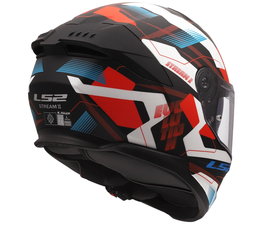 LS2 FF808 STREAM II MIKA Matt White Blue, integrální helma na motorku se sluneční clonou