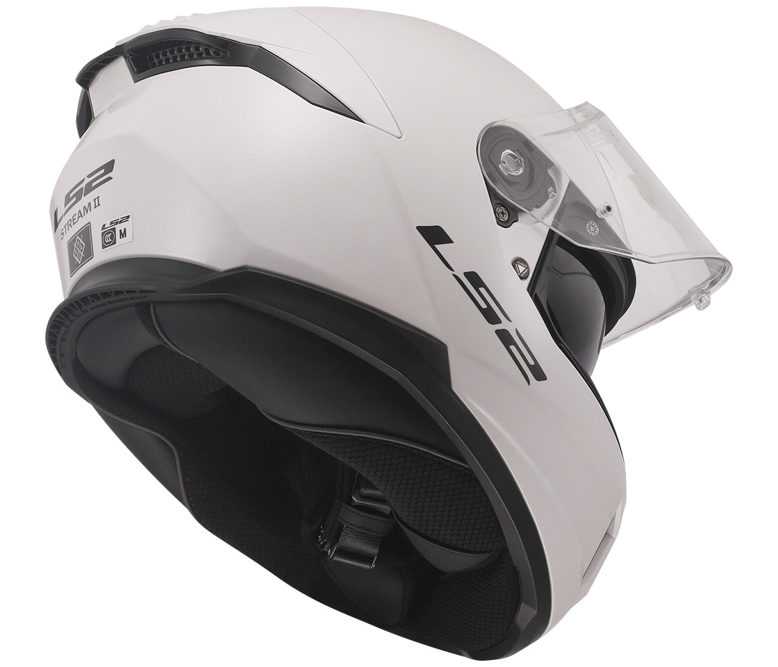 LS2 FF808 STREAM II GLOSS White, integrální helma na motorku se sluneční clonou