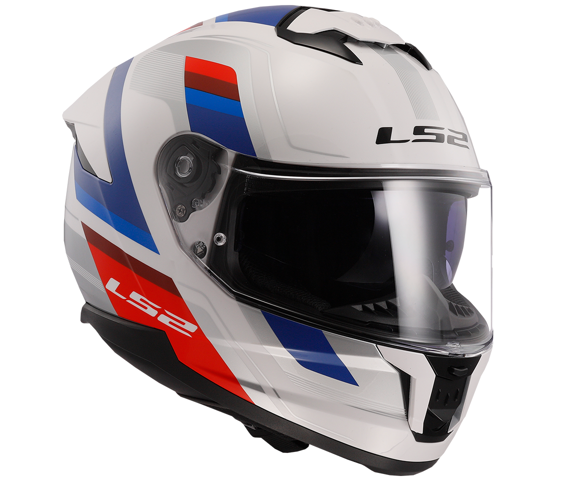 LS2 FF808 STREAM II VINTAGE WHITE BLUE RED, integrální helma na motorku se sluneční clonou