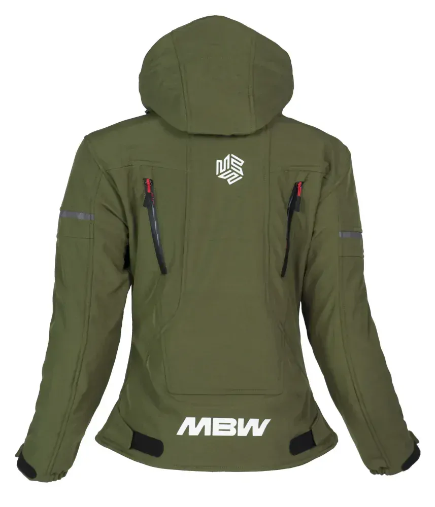 MBW HANA OLIVE GREEN SOFTSHELL dámská bunda na motorku/scooter s chrániči