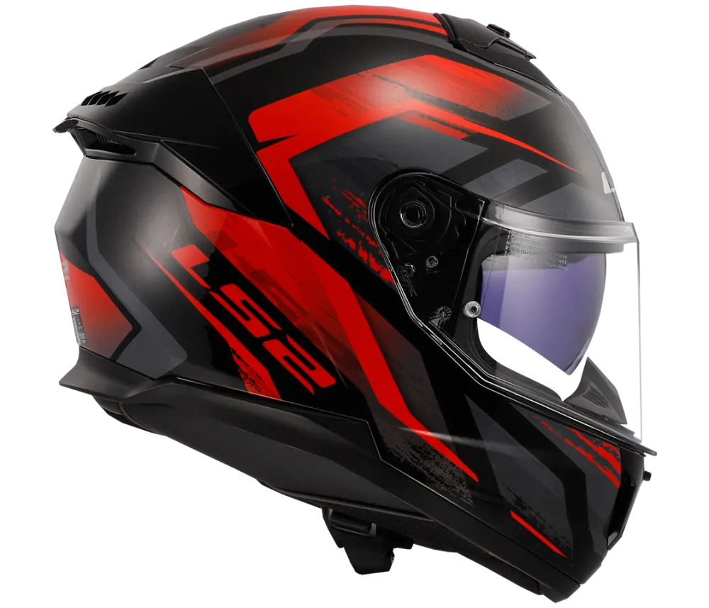 LS2 FF808 STREAM II FURY Black Red, integrální helma na motorku se sluneční clonou
