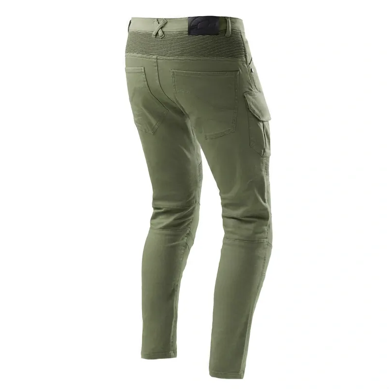 Ozone FASTER Olive, zelené olivové kevlarové kalhoty na motorku (kapsáče), kevlar jeans
