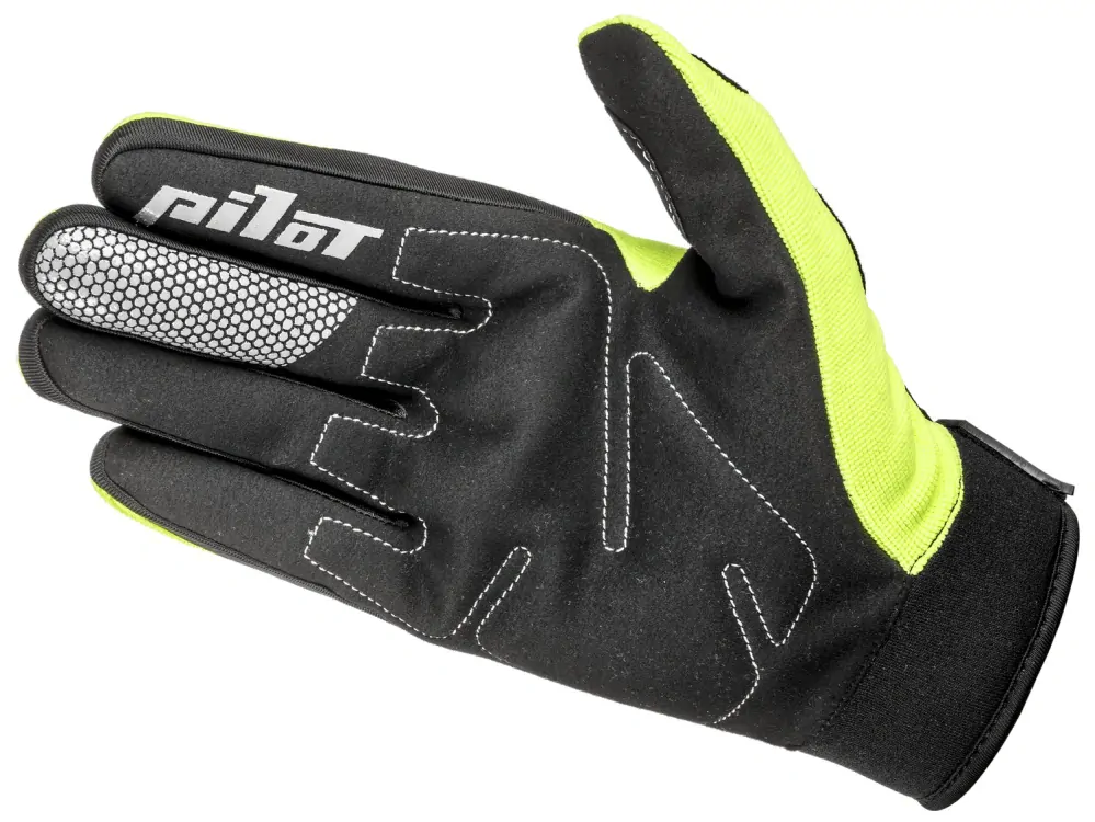 Dětské motokrosové rukavice na motorku PILOT Pioneer (ŽLUTÁ FLUO/ČERNÁ/ČERVENÁ)
