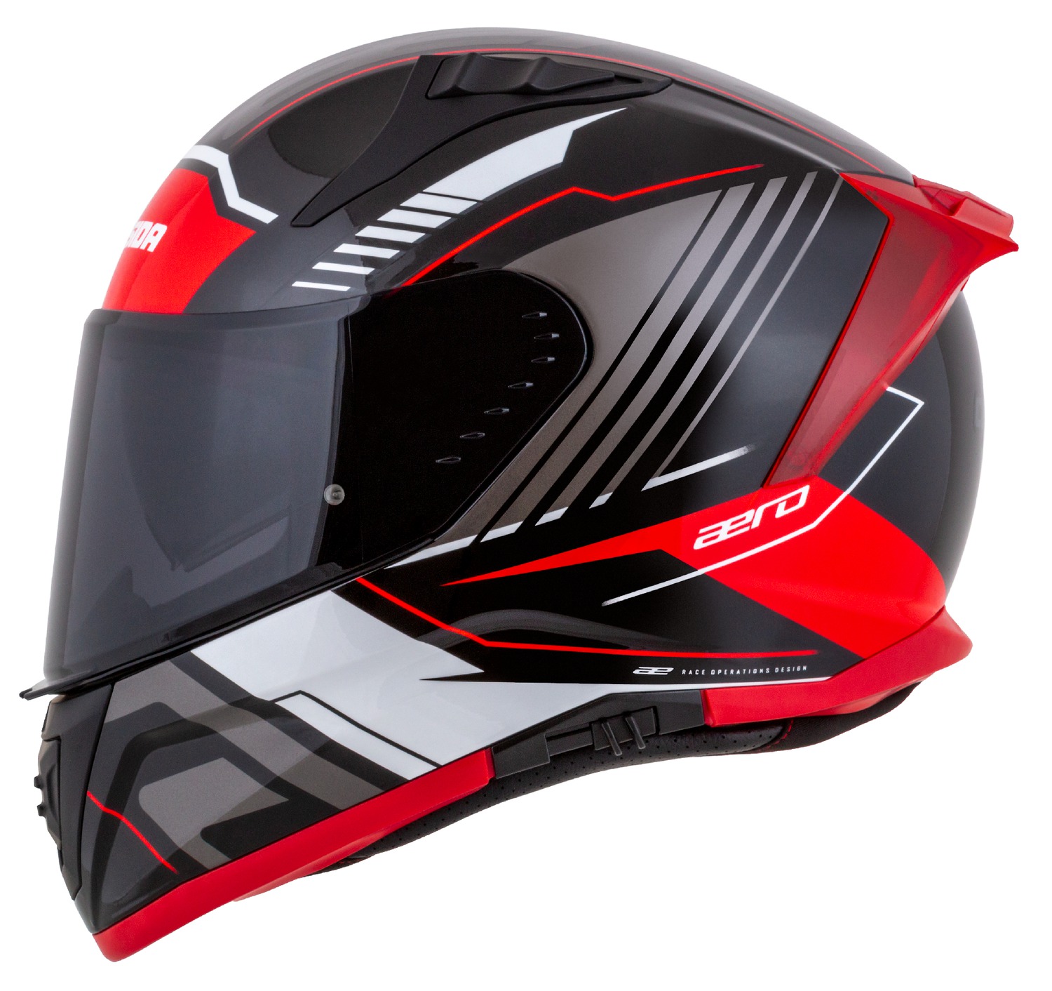 Cassida AERO DROME (černá met./červená/bílá/šedá), integrální helma na motorku