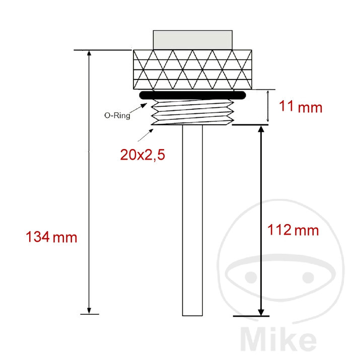 Olejový teploměr černý na moto Honda, Yamaha (CA125, CB125/250, CL250, CLR125, CM125/200, VFR400, XL125/250/500, XLR125R, MT-03, SZR660, XT660R, XT660X, XT600Z TENERE)