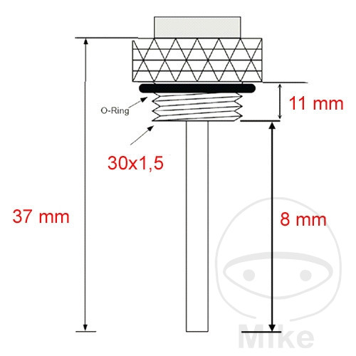 Olejový teploměr černý na moto Kawasaki (KLR 600/650, VN 800, W 650, ZR 550 Zephyr, ZX-6R/RR) 