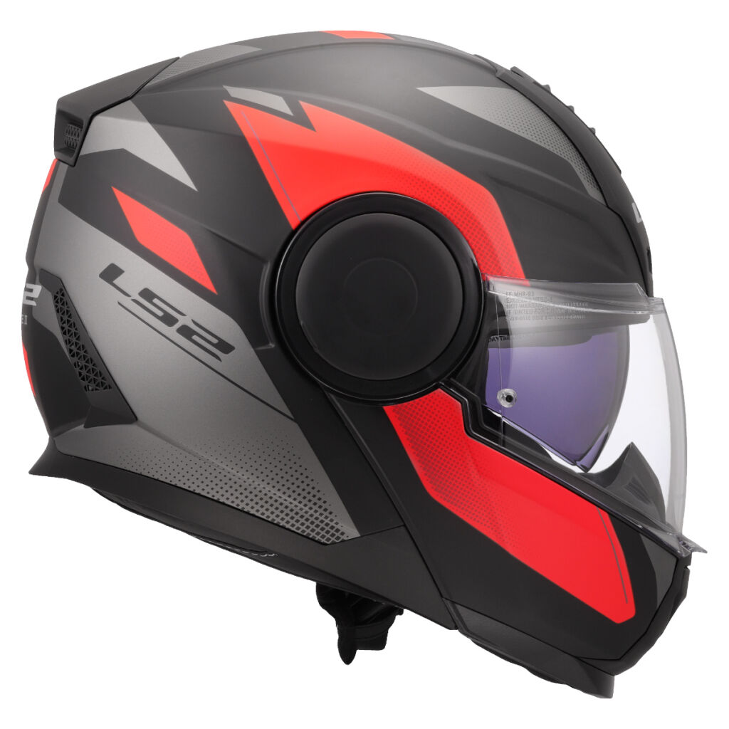 LS2 FF902 SCOPE II DURIA Matt Black Red, výklopná helma na motorku + PINLOCK v ceně