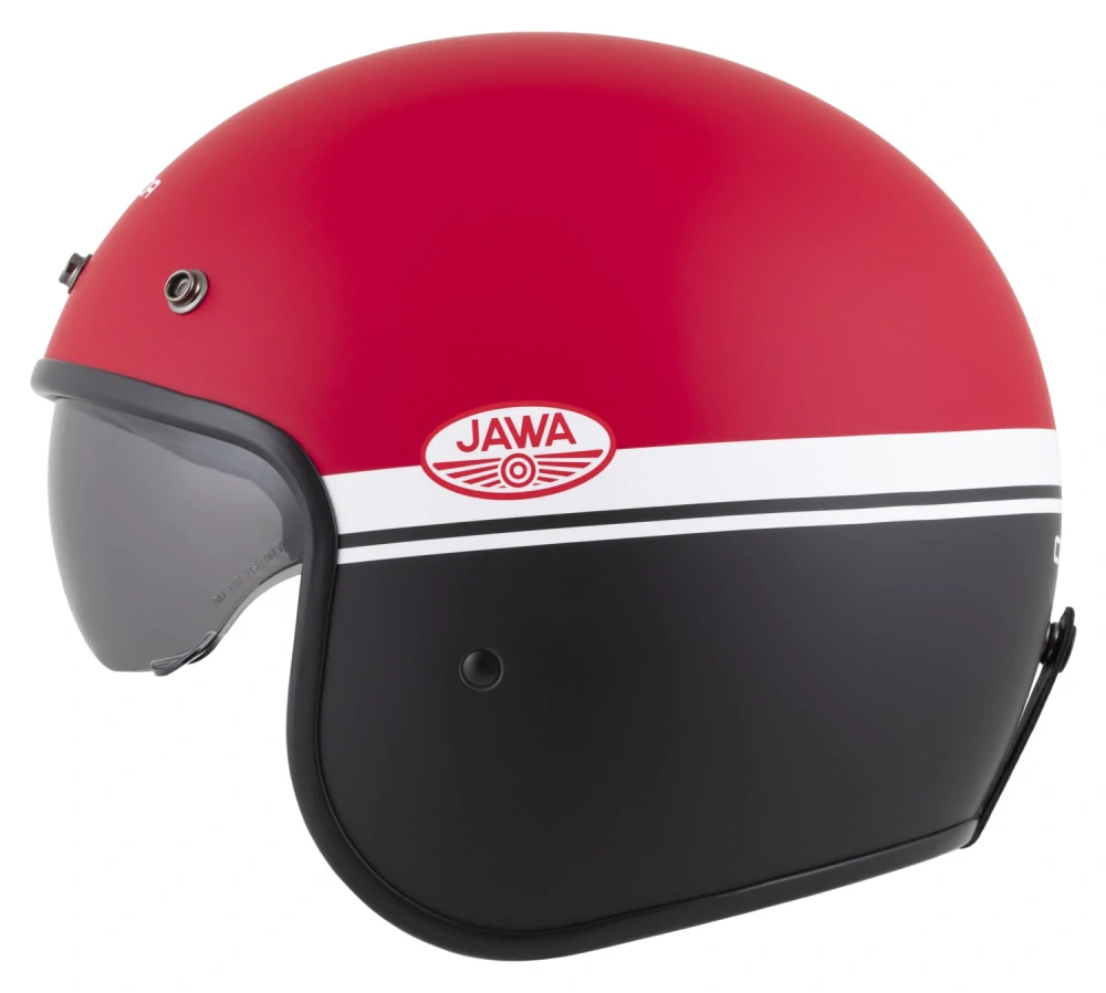 Přilba CASSIDA Oxygen 2.0 Jawa OHC (červená matná/černá/bílá), klasická helma na motorku
