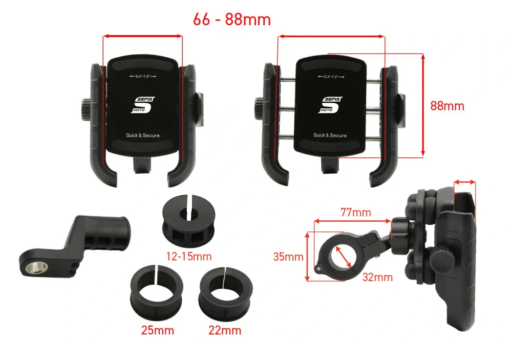 Držák telefonu na motorku SEFIS RW + s antiotřesovým adaptérem