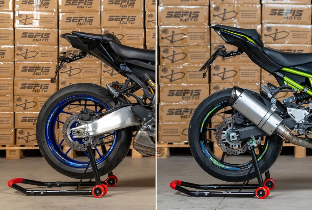 Universální zadní moto stojan SEFIS D18 s vidličkami (hák)