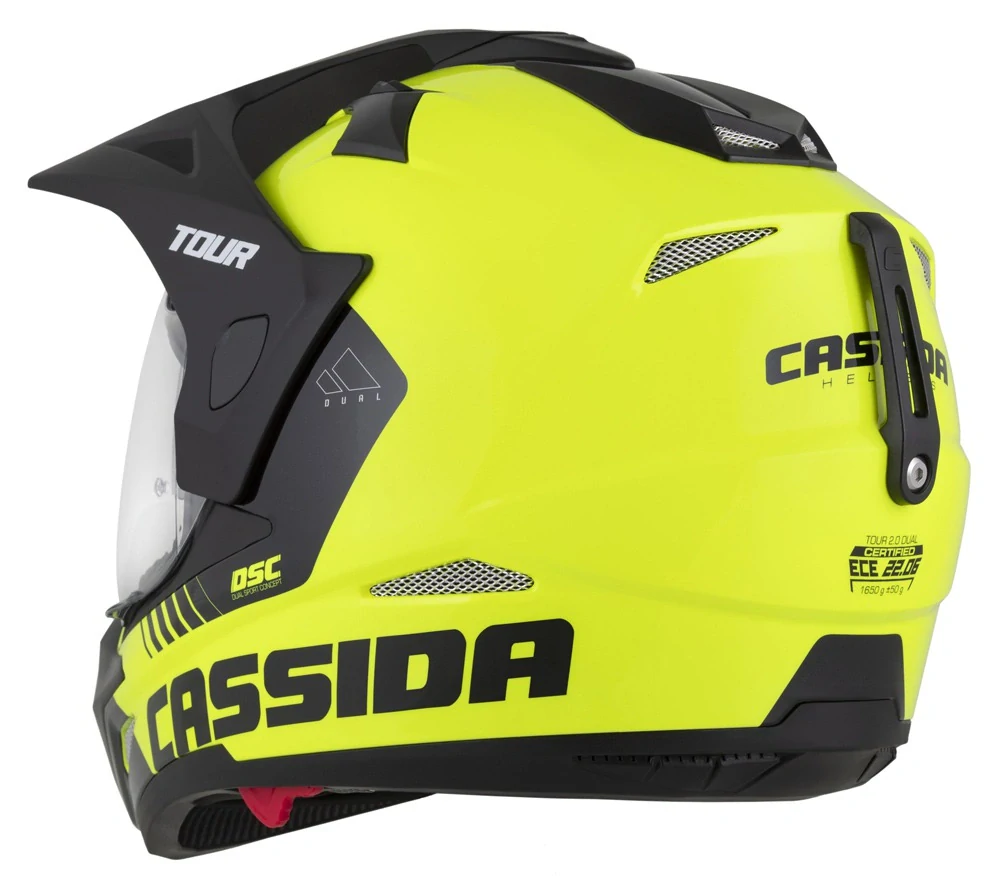 Enduro helma na motorku Cassida Tour 2.0 DUAL (žlutá fluo/černá/černý matný kšilt) lesklá