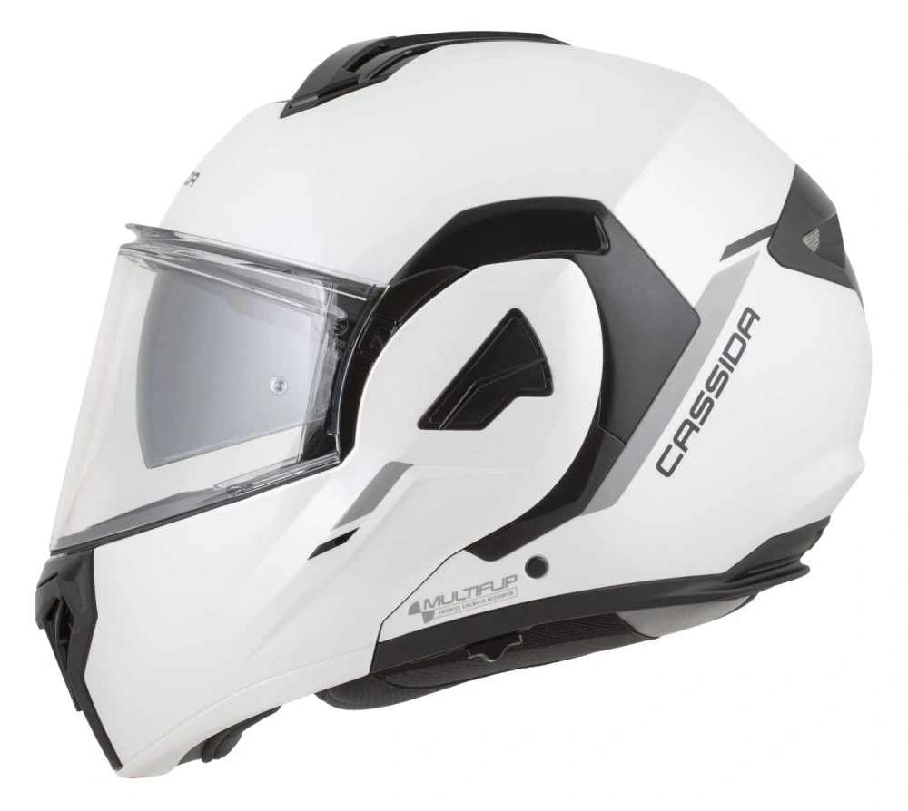 Překlopná helma na motorku CASSIDA MultiFlip Solid (bílá perleť/černá) + pinlock v ceně