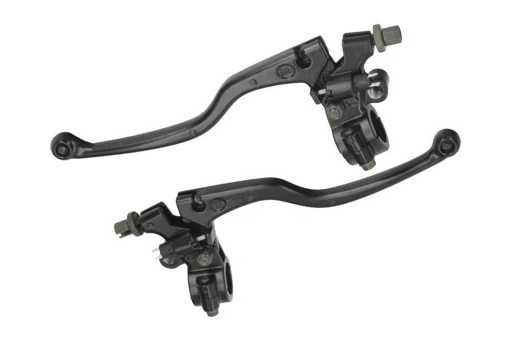 Sada universální brzdové a spojkové páčky na motorku, včetně objímek