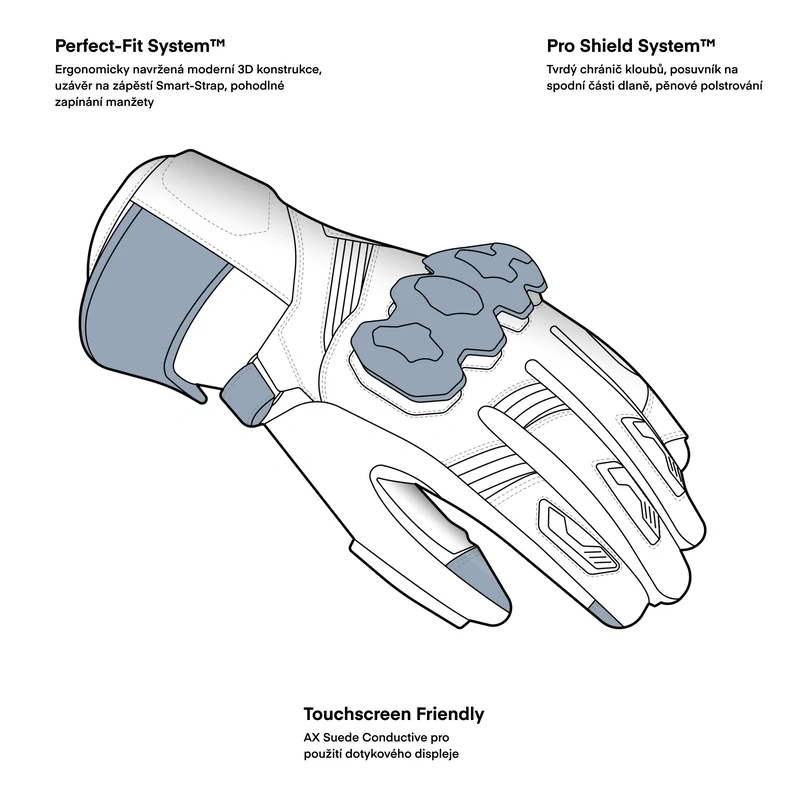 Sportovní rukavice na motorku REBELHORN VIPER BLACK/GREY/FLUO RED