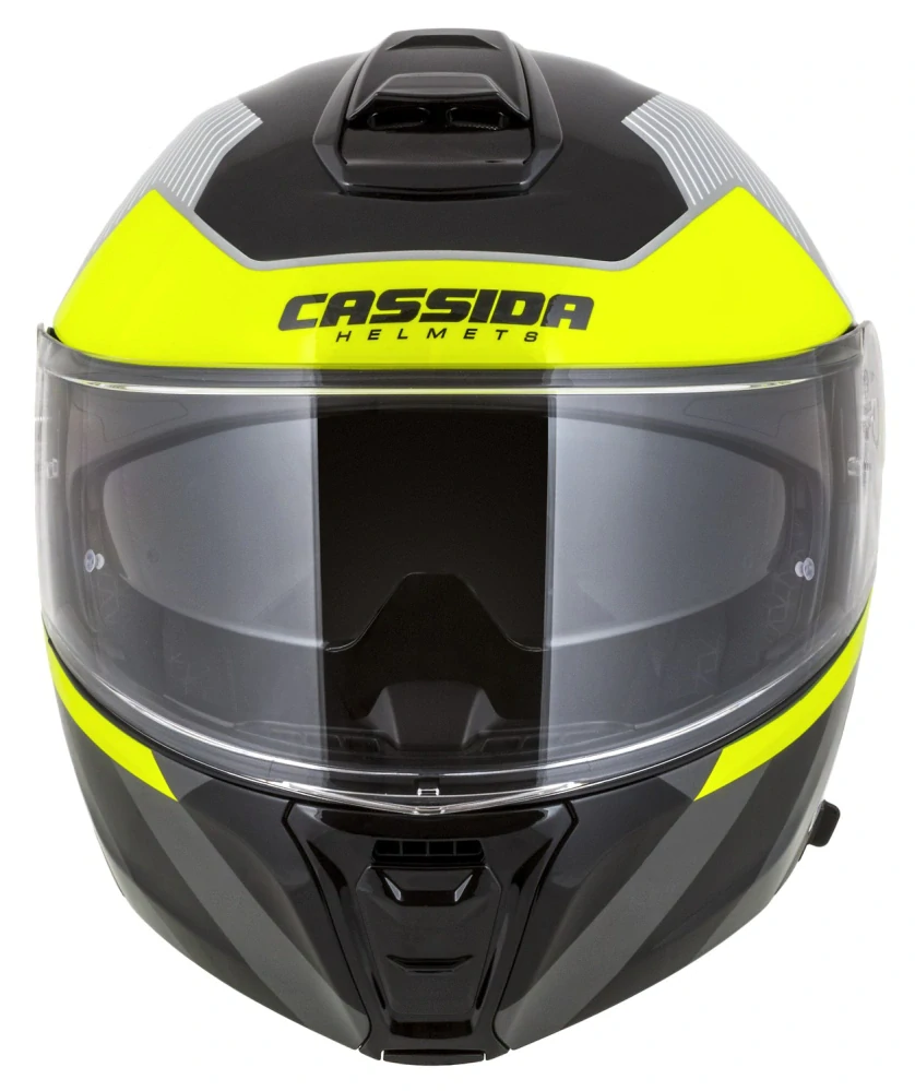 Cassida MODULO 2.1 PROFILE (bílá/černá/žlutá fluo/šedá lesklá), výklopná helma na motorku (sklolaminát)