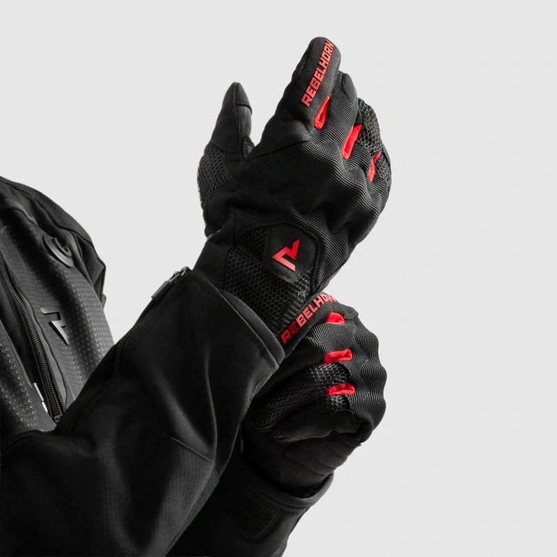 Rukavice na motorku REBELHORN CORE BLACK/RED, letní