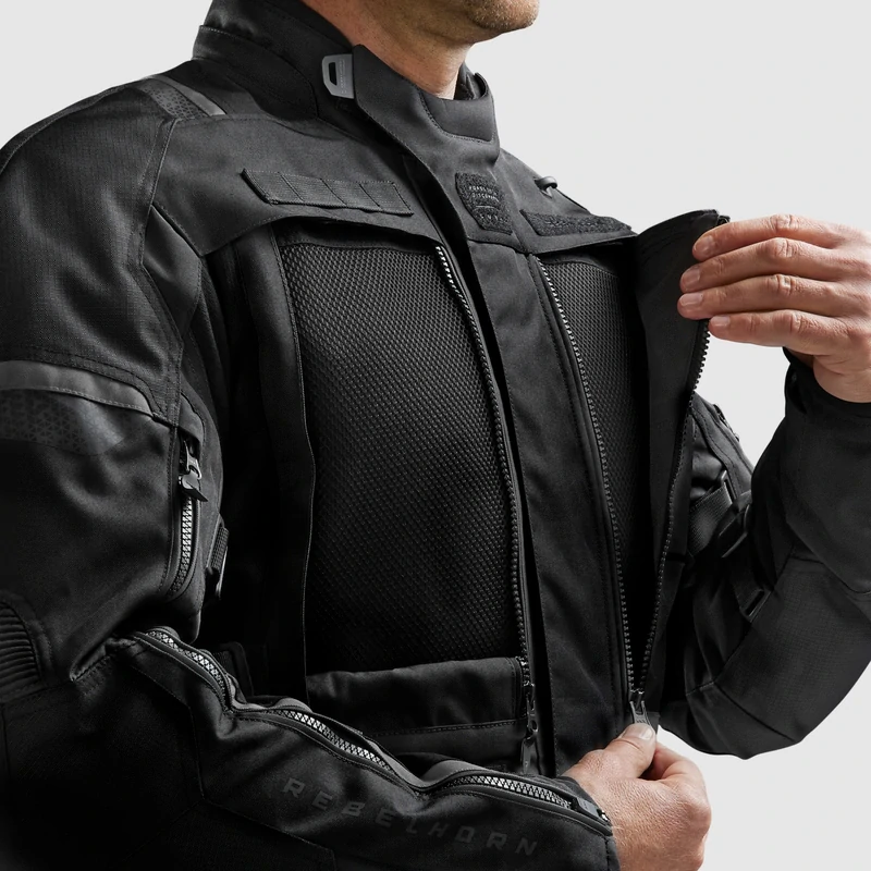 Bunda na motorku textilní REBELHORN CUBBY V BLACK