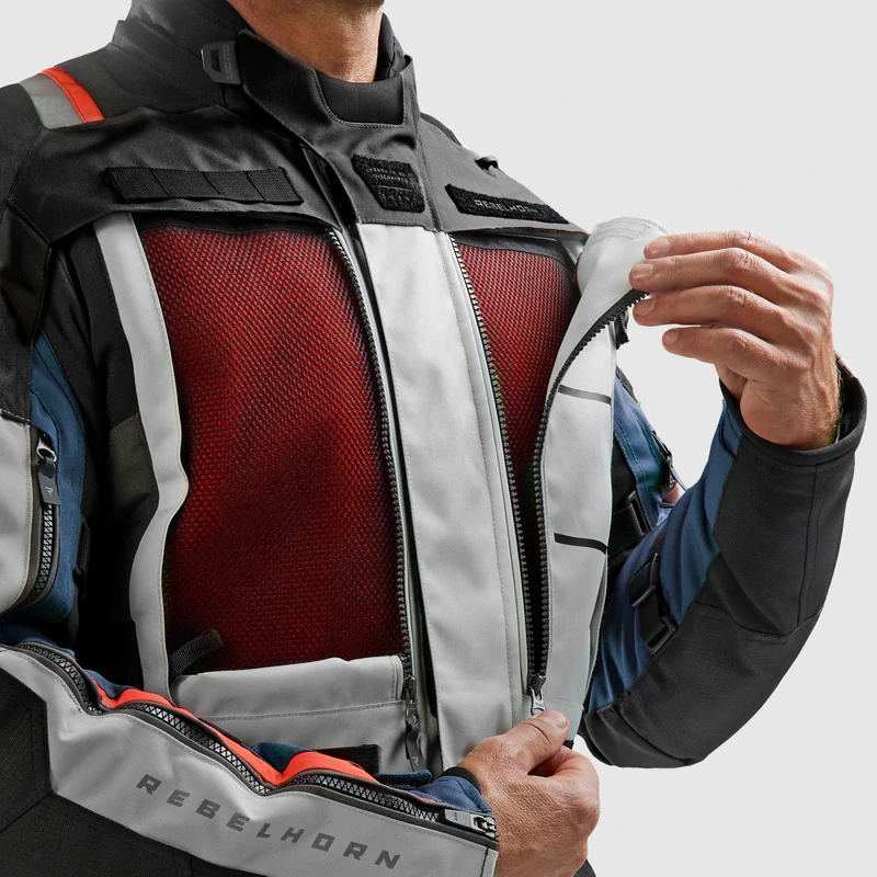Bunda na motorku textilní REBELHORN CUBBY V BLUE/GREY/RED