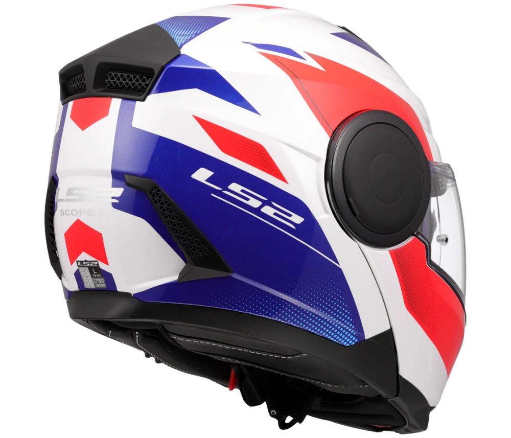 LS2 FF902 SCOPE II DURIA Gloss White Blue Red, výklopná helma na motorku + PINLOCK v ceně
