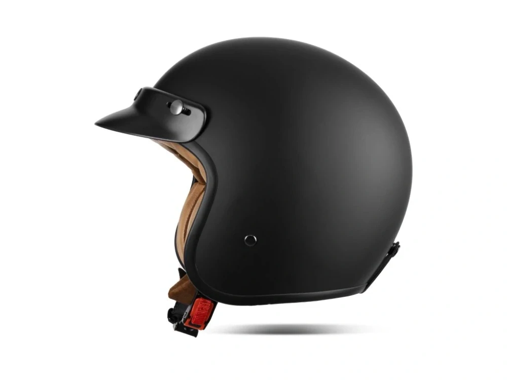 Otevřená helma na motorku TXR Spirit černá matná, klasická retro helma na motorku, chopper, veterána