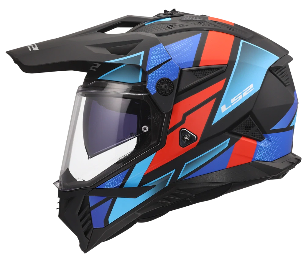 Enduro helma na motorku LS2 MX702 PIONEER II BLOCK Black Red Blue, matná