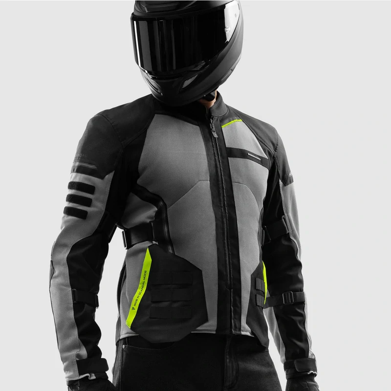Letní bunda na motorku REBELHORN SCANDAL 3 BLACK GREY FLUO YELLOW, pánská