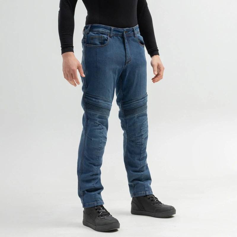 Kevlarové džíny na motorku BROGER MAVERICK WASHED BLUE MOTORCYCLE JEANS, pánské