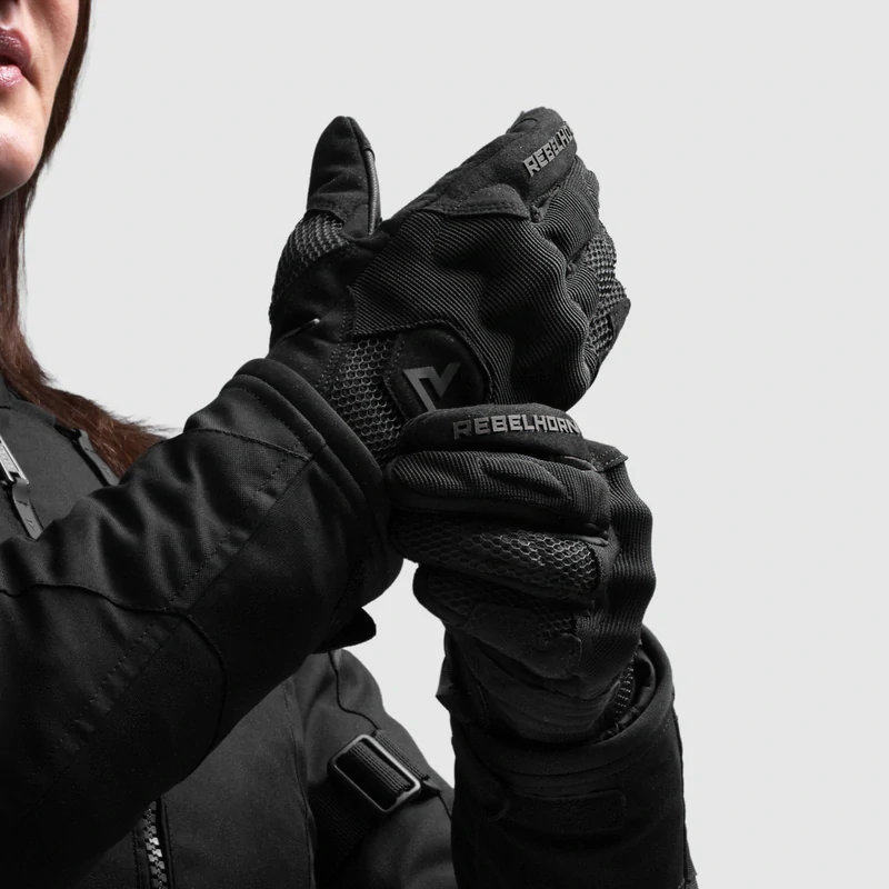 Dámské Rukavice na motorku REBELHORN CORE WOMAN BLACK, letní