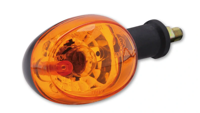 Blinkry na motorku "Oval" černé - oranžové sklo, pár
