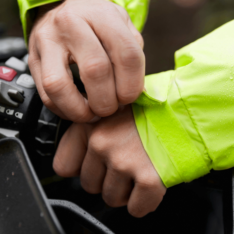 Kombinéza do deště na motorku Rebelhorn RAIN 2-dílná, reflexní fluo rukávy (nepromok)