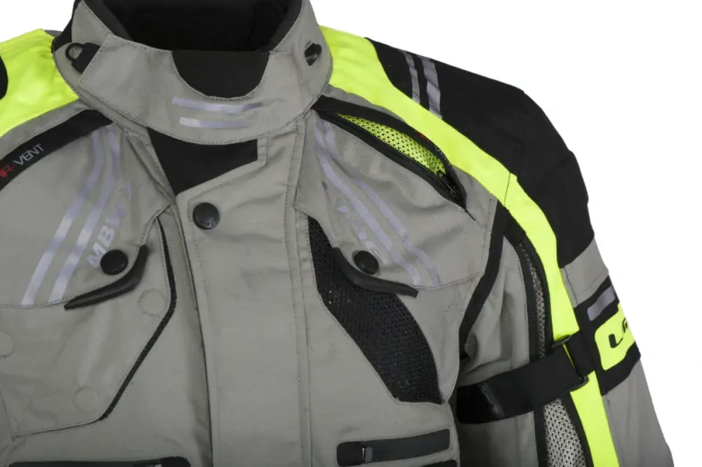 Bunda na motorku MBW BUCK šedo-černo-žlutá fluo - výprodej v.54