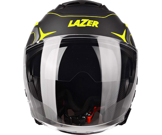 Helma na motorku LAZER Tango Hexa černá - žlutá fluo, otevřená moto helma - v. XL
