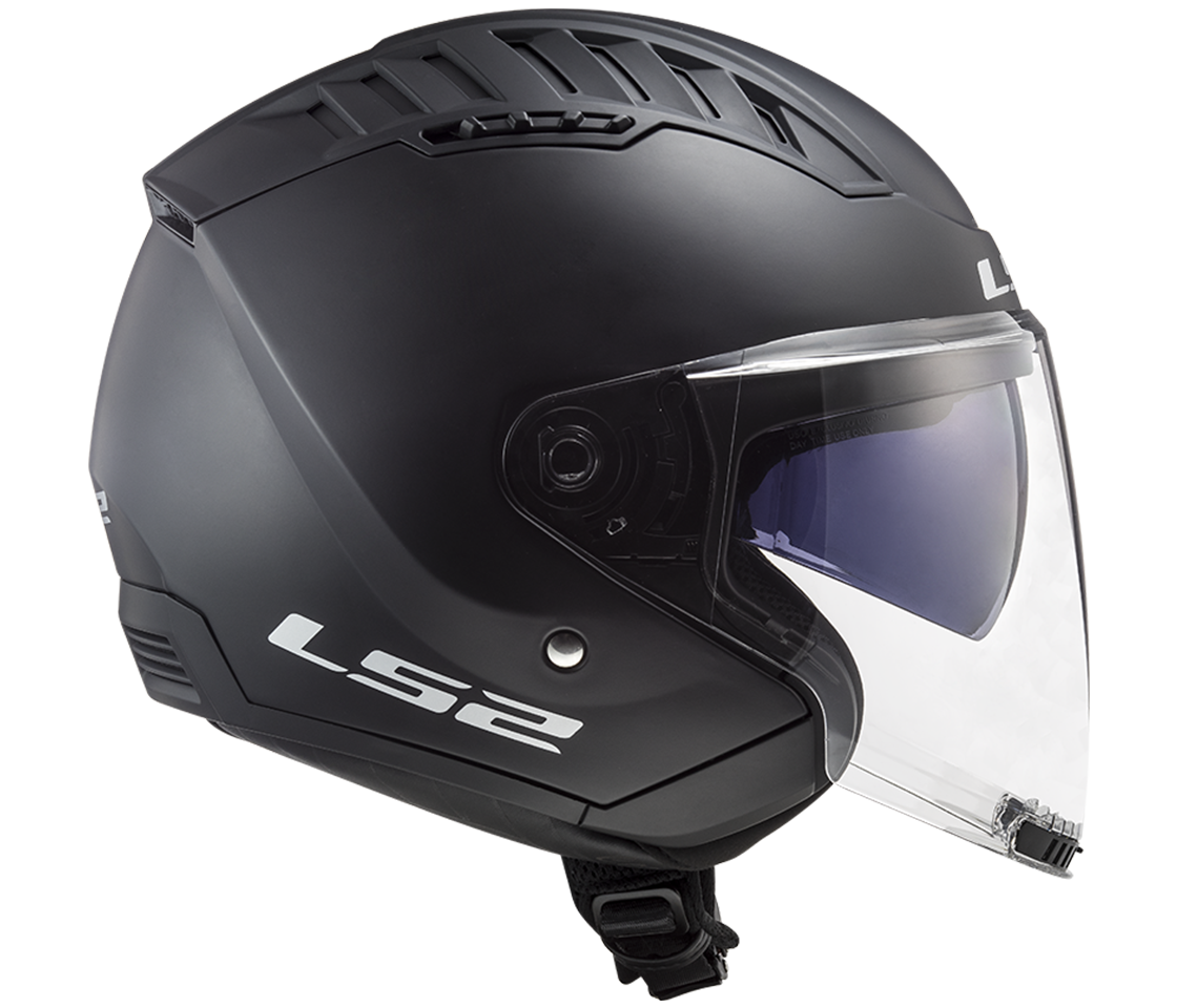 Helma na motorku LS2 OF600 Copter II Solid Black Matt, se sluneční clonou