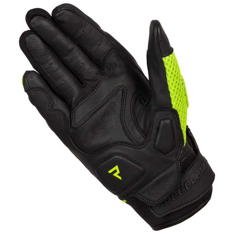 Letní rukavice na motorku Rebelhorn GAP II černé/žluté fluo CE krátké
