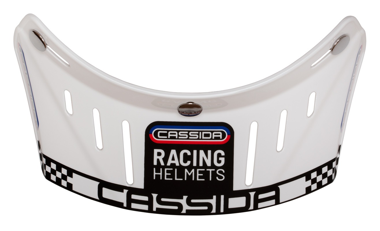 Plochý retro kšilt Cassida OXYGEN RACING SPIRIT, bílý lesklý
