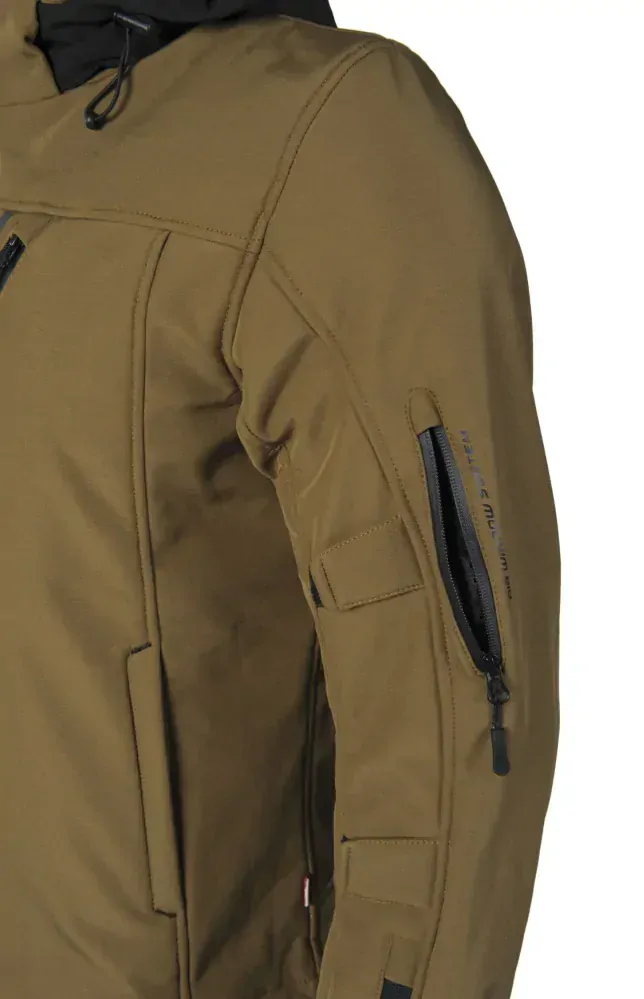 MBW DALE SOFTSHELL bunda na motorku/scooter s chrániči, hnědá
