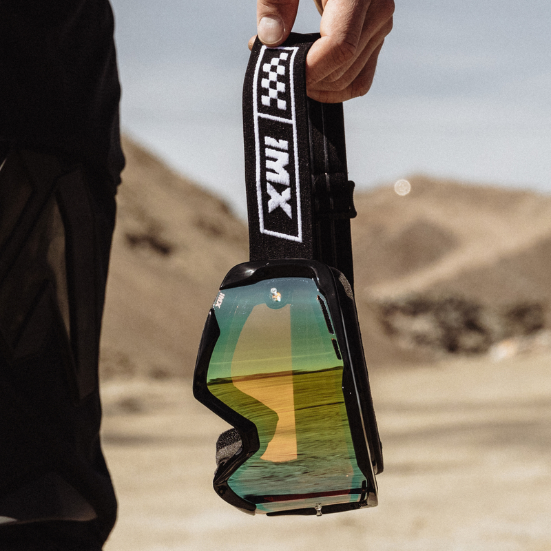 Motokrosové brýle IMX Racing ENDURANCE RACE, Black Gloss/White + iridium Gold (dvojité plexi)