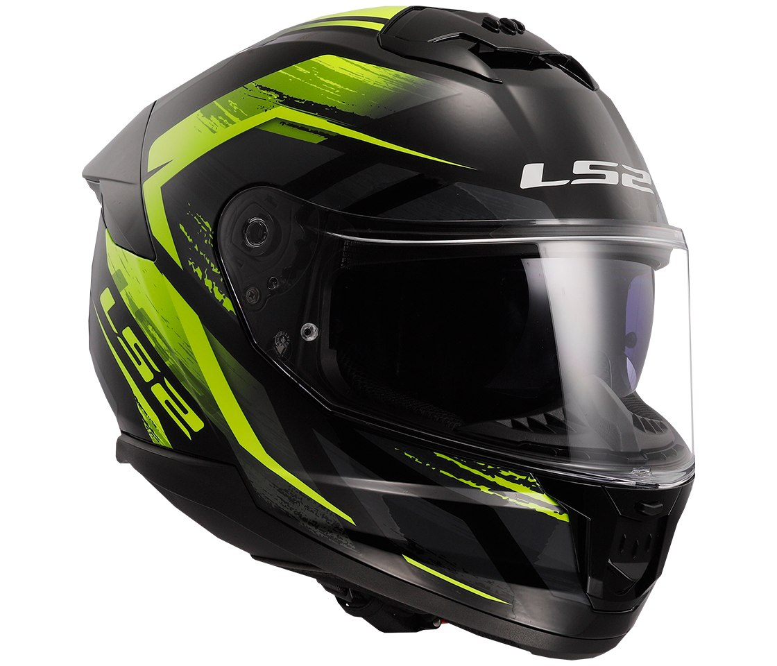 LS2 FF808 STREAM II FURY BLACK H-V YELLOW, integrální helma na motorku se sluneční clonou