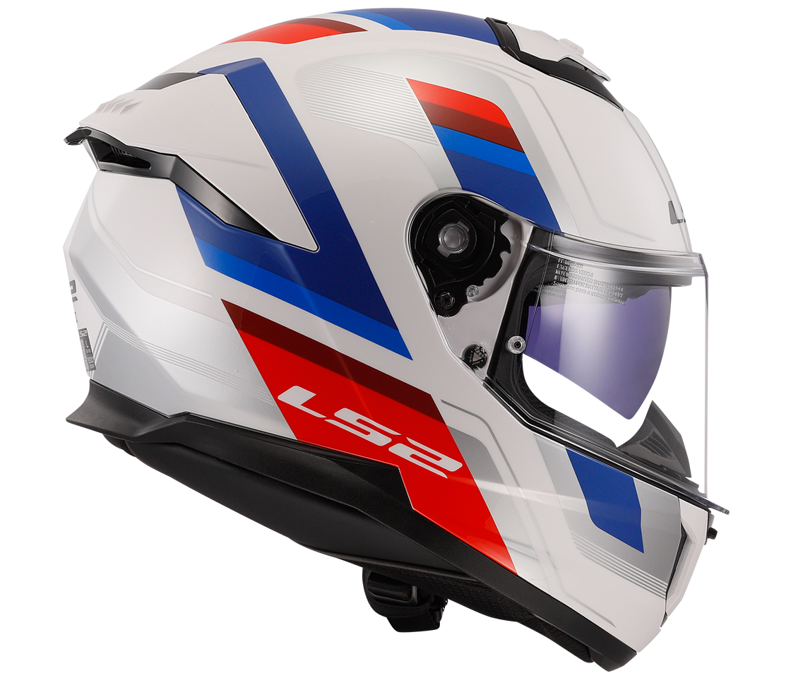 LS2 FF808 STREAM II VINTAGE WHITE BLUE RED, integrální helma na motorku se sluneční clonou