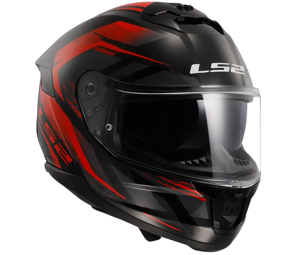 LS2 FF808 STREAM II FURY Black Red, integrální helma na motorku se sluneční clonou