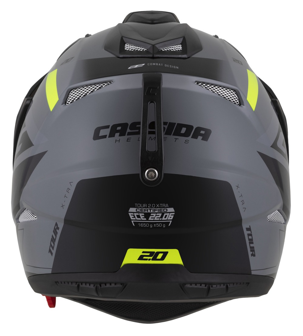 Enduro helma na motorku Cassida Tour 2.0 X-tra (šedá/žlutá fluo/černá/černý matný kšilt)