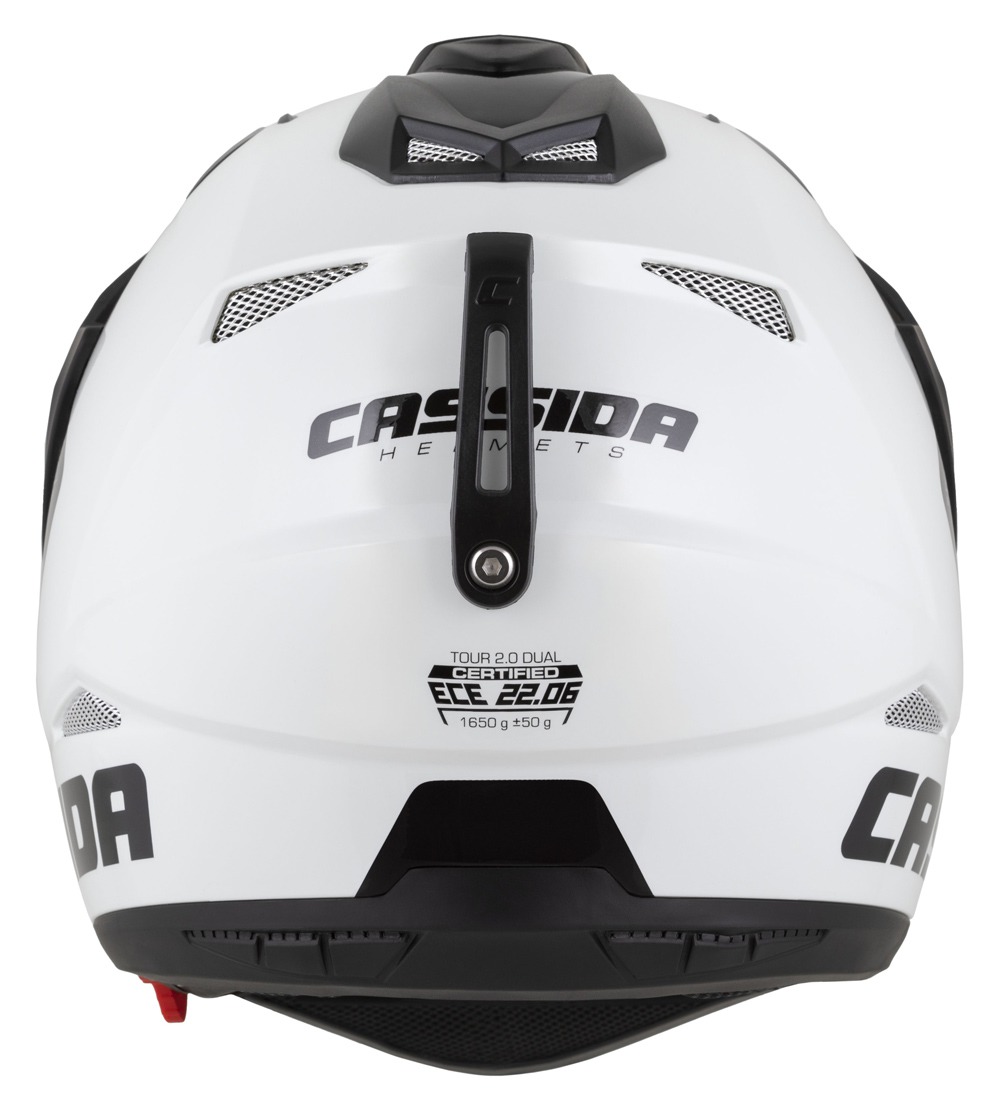 Enduro helma na motorku Cassida Tour 2.0 DUAL (bílá/černá/černý matný kšilt)