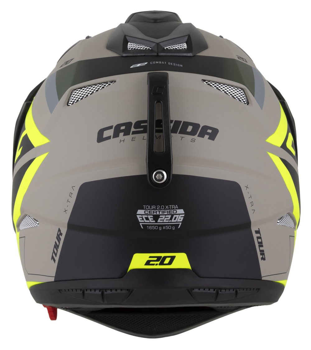 Enduro helma na motorku Cassida Tour 2.0 X-tra (písková matná/žlutá fluo/zelená/černá)