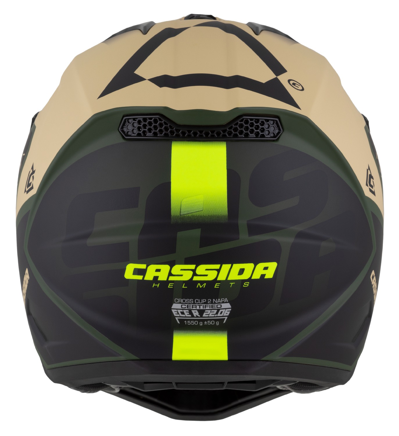Motokrosová (MX) helma na motorku CASSIDA Cross Cup 2 Napa (písková/zelená/žlutá fluo/černá matná)